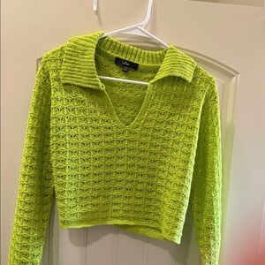 Lulu's Lime Green Knit Crop Top